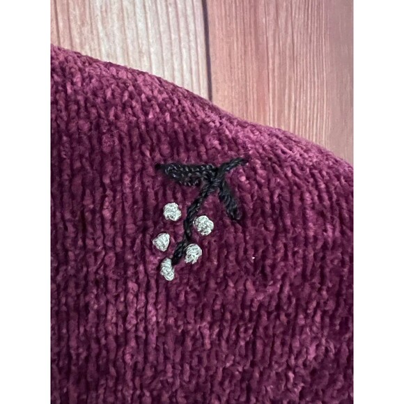 CHRISTOPHER & BANKS Velour Cardigan Sweater Hand Embroidered Size M (Bx 12) - Picture 5 of 9